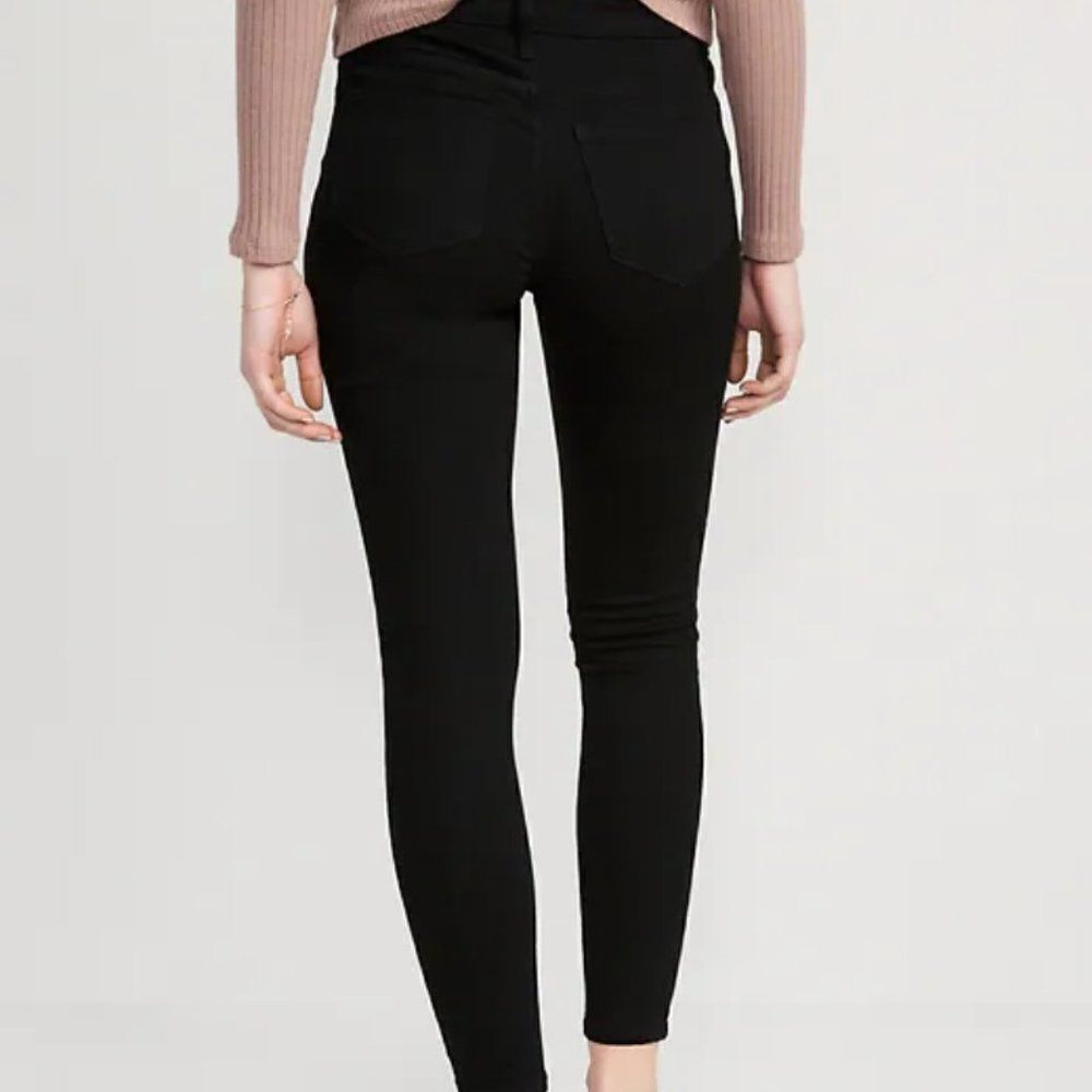 Old Navy The Rockstar Black Cotton Blend Skinny Mid-Rise Jeans For Women Size 4 - Picture 2 of 7